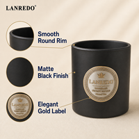 Vente en gros de coupelles à bougies rondes en verre noir mat 6oz 8oz, contenants à bougies 10oz 12oz, pots à bougies en verre vides pour commandes en gros