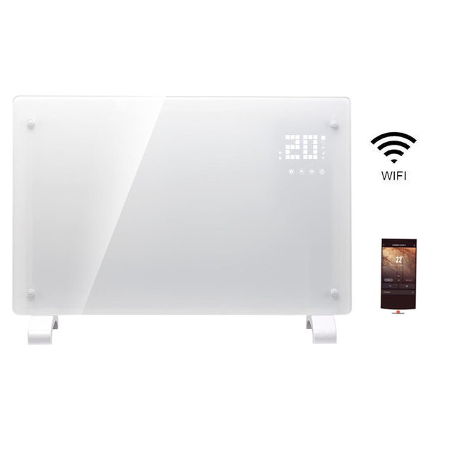 2-in-1 Smart Wifi Glass Surface Electric Panel Heater App Control Wall Mount Radiator for Residential Commercial Indoor Heating