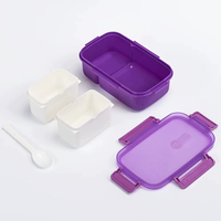 Boîte à lunch écologique sans BPA, 3 compartiments, compatible micro-ondes, avec boîte à bento et gourde