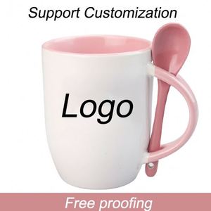 Truyền Nhiệt Cốc Cà Phê Với Xử Lý 11Oz Hot Bán Màu Sắc Bên Trong Muỗng Thăng Hoa Khoảng Trống Cốc Gốm - Product Image 2