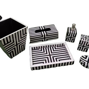 Luxury Handmade Bone Inlay Bathroom Accessory <b>Set</b> Elegant Decorative <b>Soap</b> <b>Dispenser</b>, <b>Toothbrush</b> <b>Holder</b>, Tray, <b>and</b> Accessories - Product Image 1