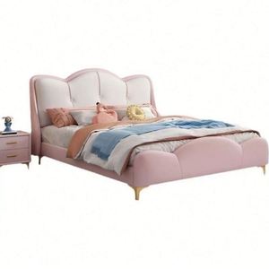 <b>Pink</b> Princess Kids Daybed Modern Minimalist Full Size Wood <b>Frame</b> Cotton Upholstery Comfortable Design Girls Bedroom Fashionable - Product Image 6