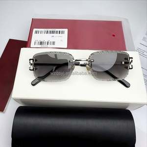 Gafas de Sol de Diseño UV400 con Montura Metálica, Estilo Carrito de Compras, con Logotipo, Corte de Diamante, Sin Montura, Modernas - Product Image 5