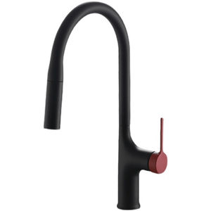 <span class=keywords><strong>Rubinetto</strong></span> da Cucina FLG dal Design Semplice in Ottone con Doccetta Estraibile Girevole Miscelatore Nero per Lavello e Lavabo Montato su Piano - Product Image 1