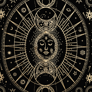 <b>Altar</b> <b>Cloth</b> Moon Phases Cotton Table <b>Cloth</b> Witchcraft Witchery Spiritual Home Decor Black Gold Handmade By Indian Consigners - Product Image 1