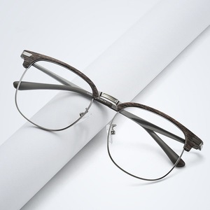 Montures de lunettes rectangulaires pour femmes, monture intégrale, verres en résine anti-lumière bleue, texture bois légère, 2024 - Product Image 1