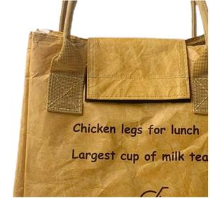Custom Logo Simple Casual Thermal Washable Kraft Dupont Paper Insulated Freezer <b>Bag</b> Tyvek <b>Lunch</b> Cooler <b>Bag</b> <b>for</b> Kids <b>Women</b> Picnic - Product Image 4