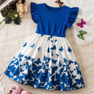 Robe de princesse pour filles, collection été, style européen et américain, imprimé, manches volantées, vente en gros pour enfants, offre transfrontalière très demandée - Product Image 3
