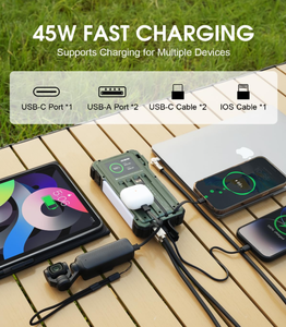 Meilleure vente 2026 : Démarreur de batterie 12000 mAh avec panneau solaire, onde sinusoïdale pure, lampe torche, chargeur portable Type C, charge rapide PD45W - Product Image 5