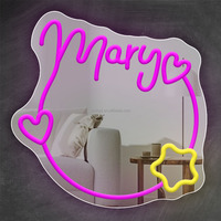 Enseigne néon LED personnalisée avec nom, cœur et étoile en acrylique, idéale pour la décoration murale de chambre et comme cadeau d'anniversaire
