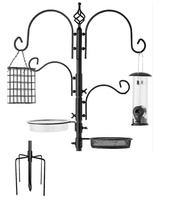 USMILEPET Mangeoire et abreuvoir pour oiseaux sauvages en fer, sur pied, pour cour, kit de station d'alimentation pour oiseaux
