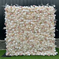 Mur de fleurs artificielles en soie 5D, rose, 240*240cm, idéal pour la décoration de studio photo et les mariages - Vente chaude