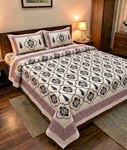 Meilleur ensemble de couvre-lit en coton imprimé floral, drap-housse et taies d'oreiller réversibles en tricot pour la maison et l'hôtel - Product Image 1