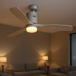 Ventilador de Techo con Luz de 52 Pulgadas, 3 Aspas de Madera, Motor DC, Control Remoto, Silencioso, para Uso Doméstico - Product Image 2