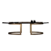 Ensemble de table à manger en marbre naturel de style italien, meubles de salle à manger, métal, 6 places, tables à manger rectangulaires pour la décoration de la maison