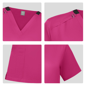 Slim Fit V-Neck Medical Scrub Top Short Sleeve Women's Workwear Washable Wrinkle Resistant Quick Drying For Salon Staff - Product Image 3