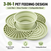 Tapis de léchage pour chien en silicone 3-en-1 avec gamelle pliable en forme de fleur, distributeur de nourriture lente pour chiens, vente en gros, prêt à expédier, faible MOQ 50 pièces
