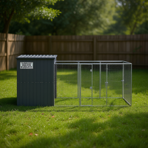 Cuccia per cani in acciaio zincato antracite con recinto 65x179.1x71.3 pollici, alloggio esterno per animali domestici di taglia grande - Product Image 2