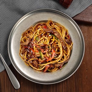 Stainless Steel Shallow Plate Round Dish For Pasta Barbecue Serving Tray 4T Solid Color - Product Image 2