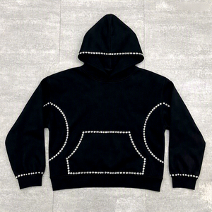 เสื้อฮู้ดดี้โอเวอร์ไซส์ประดับเพชรเทียม พิมพ์โลโก้ตามสั่ง คุณภาพสูง ผ้าฝ้ายเฟรนช์เทอร์รี่ 100% สำหรับผู้ชาย สไตล์สตรีทแวร์ - Product Image 1