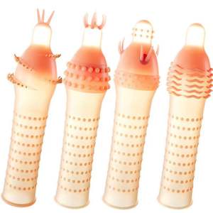 Quatre types d'extenseurs de pénis en silicone ultra-minces avec des points en forme de particules convexes - Product Image 1