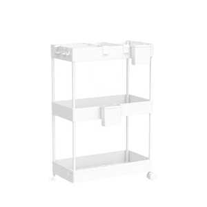 رف تخزين بلاستيكي حديث ثلاثي الطبقات للمطبخ مع عجلات متعدد الوظائف غير قابل للطي YHN-474-3P - Product Image 3