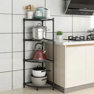 ที่ยึดสแตนเลส5ชั้นแบบตั้งได้สำหรับใช้ในบ้าน,ที่จัดระเบียบมุมห้องครัวชั้นวางเข้ามุมชั้นวางหม้อชั้นเก็บของ