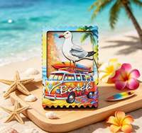Imán de nevera 3D con purpurina de arena movediza en capas, recuerdo de playa tropical de Bahamas, imán de nevera con forma de sello, regalo de viaje