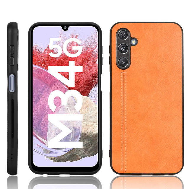 Lightweight Cowhide Pattern PU Leather Case Protective Phone Back Cover for Samsung Galaxy M34 5G Back Cover Leather Case Shell