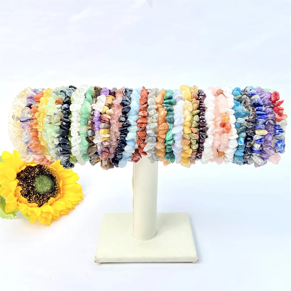 Colorful Natural Crystal Chip Bracelets Healing Mixed Gravels Stone Bracelet For Girls
