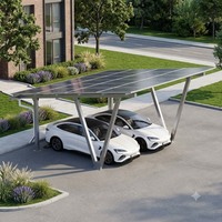 Structure de carport solaire en acier anodisé de qualité commerciale, double emplacement, solution de stationnement photovoltaïque, résistance au vent 40 m/s, résistance à la neige 70 kg/m²