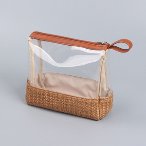 Fashion Luxury Waterproof Holder <b>Transparent</b> Toiletry Pouch Rattan& Clear PVC Promotional Cosmetic <b>Makeup</b> <b>Bag</b> - Product Image 1