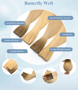 Extensions de <span class=keywords><strong>cheveux</strong></span> humains vierges non traités Lanxun Remy, cuticules alignées, trame papillon invisible, double épaisseur, mèches naturelles - Product Image 6