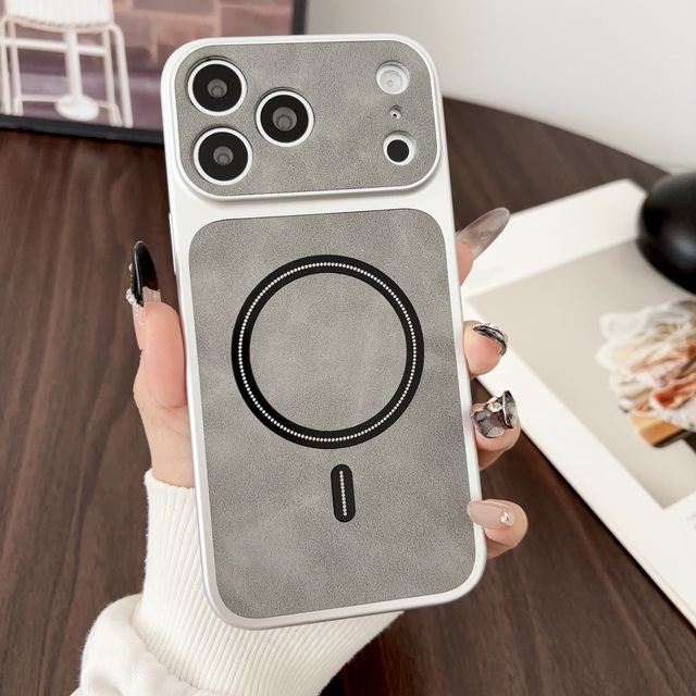 New Business Leather Texture Matte Phone Case for iPhone 17 Air 17 16 15 14 13 Pro Max Magnetic Camera Protective Bumper Cover