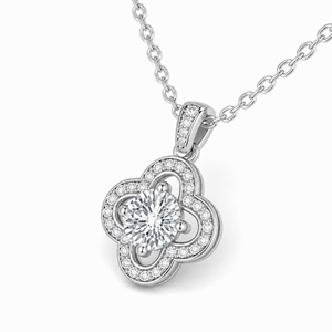 Colgante de Trébol de Cuatro Hojas Personalizado con Engaste de Metal Precioso Fino y Diamantes Cultivados en Laboratorio con Certificación IGI, Color D Superior, Corte Ideal, Atemporal - Product Image 4
