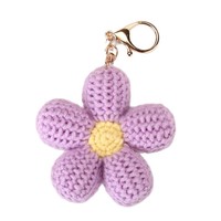 Llavero de flor de ganchillo hecho a mano, colgante de flor de hilo tejido para bolso, adorno