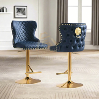 Tabouret de bar pivotant moderne en velours, décor Lion, chaise de salle à manger capitonnée, base en acier inoxydable pour bar à domicile