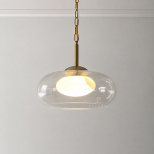 Lámpara colgante de cristal de mediados de siglo, cadena ajustable de latón, luz de suspensión para mesa de comedor, isla de cocina, decoración interior del hogar - Product Image 3