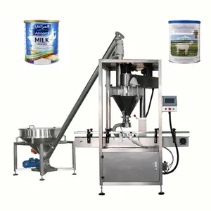 Automatische Melkpoeder Vullen Capping Machine Voor Kleine Pet Flessen En Blikjes/Chili Poeder Vullen En Sluitmachine