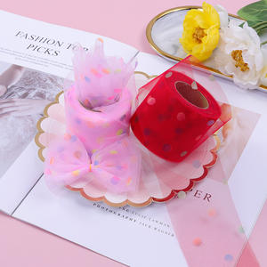 Ruban en tulle tissé écologique Wevecrafts de 6 cm pour accessoires de mode, bobine de tulle organza, motif de points et d'étoiles - Product Image 3