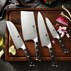 XINZUO moderno professionale tedesco 1.4116 coltelli da cucina in acciaio manico in legno di ebano naturale Set di coltelli da cuoco