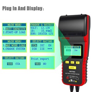 ANCEL BST500 12V 24V เครื่องทดสอบแบตเตอรี่รถยนต์, เครื่องวิเคราะห์แบตเตอรี่พร้อมเครื่องพิมพ์ในตัวสำหรับการวินิจฉัยยานยนต์ K410 - Product Image 3