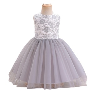 Robe de princesse pour filles, robe de bal, jupe en dentelle et tulle, pour les âges de 0 à 5 ans, vert, rose, gris - Product Image 5