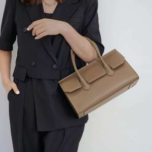 Simple Genuine Leather Women's Tote Bags Fashion Designer Cowhide Solid Color <b>Small</b> square Shoulder <b>purse</b> for women ladies bag - Product Image 2