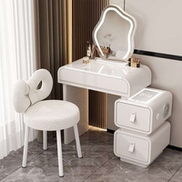 Table de toilette moderne avec miroir LED et tiroir lumineux pour chambre et salle de bain