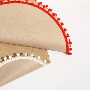 بيع بالجملة من المصنع رخيصة طبيعية جوت مضفر مفرش مع حافة بومبوم حافة هدب ماء جوت حفل زفاف عيد الميلاد الديكور - Product Image 4