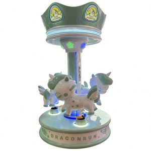 Kids Mini Carousel Ride Coin Operated Amusement Game Machine LED <b>Light</b> Unicorn Horse Merry Go Round for Shopping Mall Playground - Product Image 1