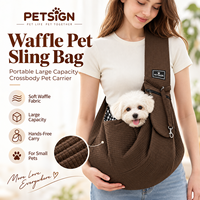 Sac de transport pour chien en forme de gaufré, sac de transport pour animaux de compagnie mains libres, sac de transport transversal pour petits chiens et chats, logo personnalisé OEM, sac bandoulière