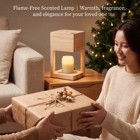 Lampe chauffe-bougie réglable sans flamme avec cadre en bois, pour bougies parfumées – Cadeau haut de gamme pour les amateurs de parfums