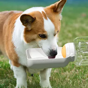 Fast Shipping Wholesale Manufacturer ABS 1.5L 2 In 1 Food Water Pet Bowls In Travel Portable Pet Dog Water Bottle For Outdoor